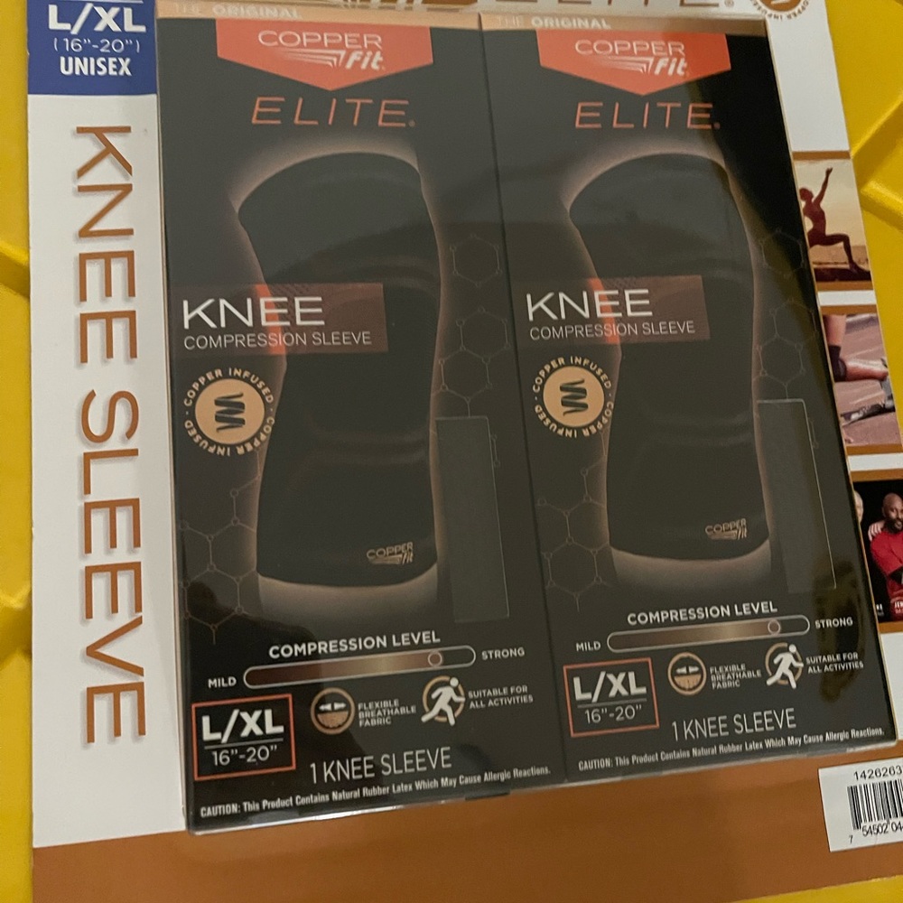 Copper Fit Elite Knee Compression Sleeve 2 Pack L-XL